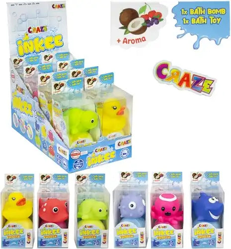 4059779028568 – CRAZE INKEE Funnyz Jouets de bain 5,5 x 12 cm assortis en présentoir (colis de 8) dispo Simcha.fr