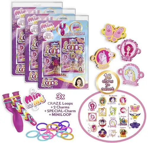 4148881604996 – CRAZE Mia and Me Loops 3-Pack (colis de 3) kit bracelets élastiques pas cher 22×33 cm