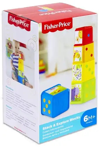 887961037807 – Colis de 1 pc : Fisher-Price Stack &amp; Explore Blocks Cubes empilables colorés – Grossiste Fisher-Price