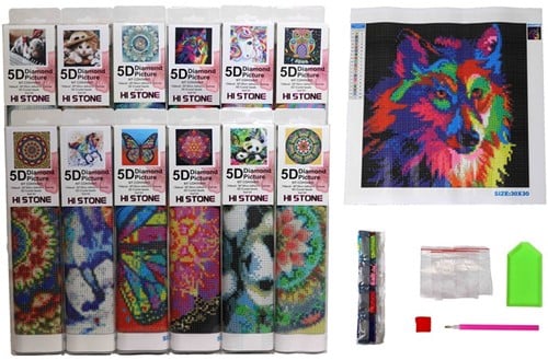 8718546594359 Lot 12 Diamond Painting 30x30cm Kits DIY Créatifs Assortis