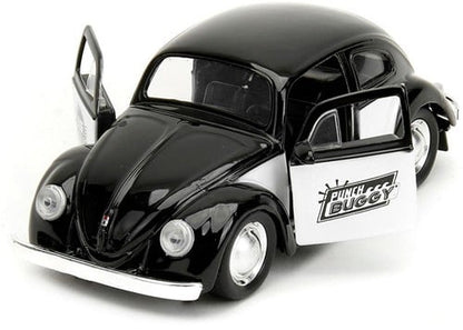 801310342336 | Die-Cast Punch Buggy '59 VW Beetle avec Gants – Noir – Échelle 1/32 – 7,5x20cm