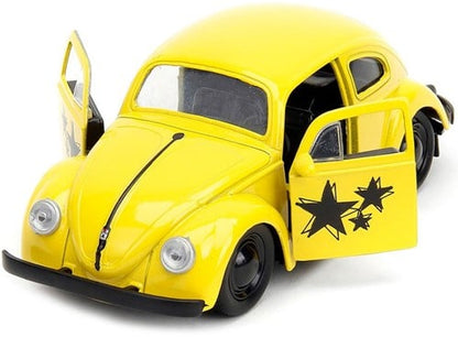 801310342381 | Die-Cast Punch Buggy '59 VW Beetle avec Gants – Jaune – Échelle 1/32 – 7,5x20cm