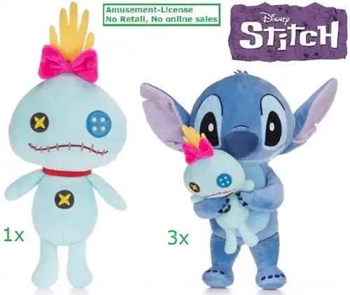 Disney Lilo & Stitch Peluche Stitch + Scrumpy 2 assortis 30cm