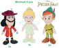 5038104712951 – Colis de 8 pcs : Disney Peter Pan Peluche 3 assortis 30 cm