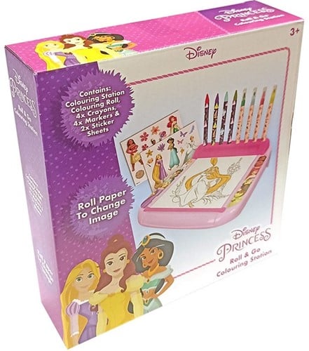 5056356787558 Disney Princess Roll &amp; Go Colouring Station 19x20cm Activité Fille Neuf