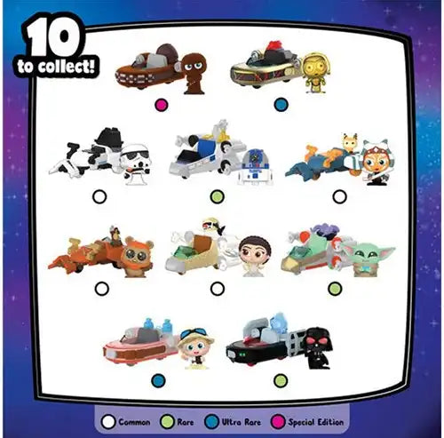 886144448065 – Lot revendeur de 12 Disney Star Wars Doorables 11x11 cm avec figurine 4 cm et véhicule en blindbox – Présentoir (12) – Jouets officiels grossiste