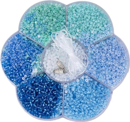 18616007121000000200 DIY Kit Perles Fleur Bleu Vert 10,5cm Création Bijoux