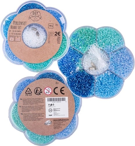 18616007121000000200 DIY Kit Perles Fleur Bleu Vert 10,5cm Création Bijoux