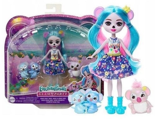 194735149308 – Enchantimals Glam Party Karalee Koala Family – Coffret poupée + animaux – 21,5x25cm – Mattel