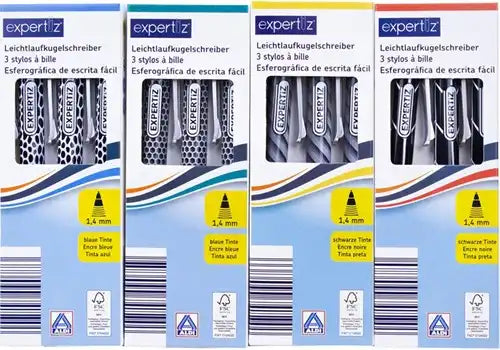 4047247090766 – Expert Z Stylo bille fonctionnement fluide – Lot de 3 stylos assortis (colis de 50)