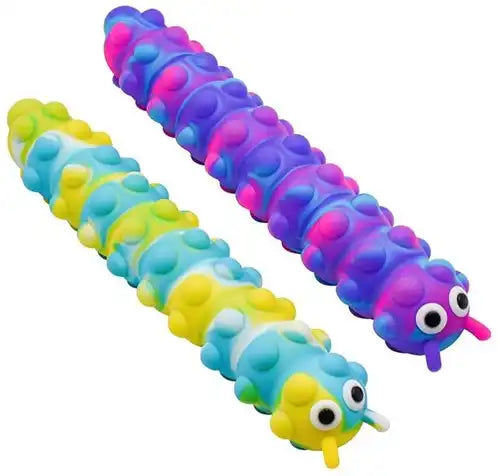 8717658102889 – Colis 12 pcs Fidget Push Popper Mille-pattes – Jouet sensoriel assorti 25 cm