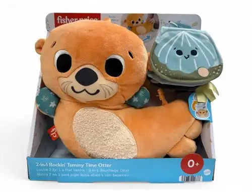 194735229666 – Fisher-Price 2 en 1 Rockin' Tummy Time Peluche Loutre 24,5 x 26 cm – Colis de 2 pièces