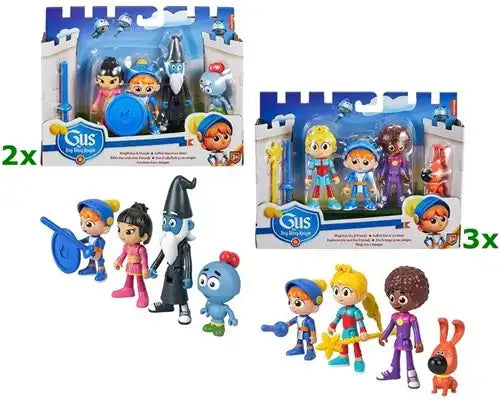 194735050437 – Colis de 5 pcs : Fisher-Price Knight Gus – Coffret 4 figurines articulées 2 assortiments 16,5x21,5 cm – Jouet officiel