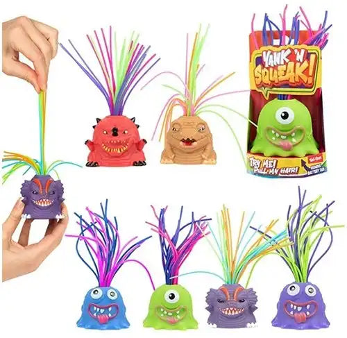 8714627018424 – FUN Monstre à cheveux tirés avec son 6 assortis 20x12x8cm (colis de 12 pièces)