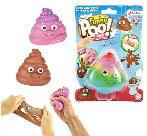8714627375671 – Funny Poo Sticky extensible – Étron souriant 8 cm (lot de 24 pièces)