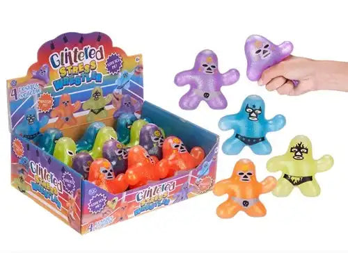 Glitter Stress Wrestler 10x10cm 4 assortis in display (12)