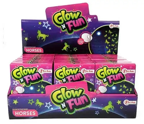 8714627009903 – Lot revendeur de 24 pcs Glow N Fun Stickers Fluorescents Chevaux 9x12cm – Vente en gros