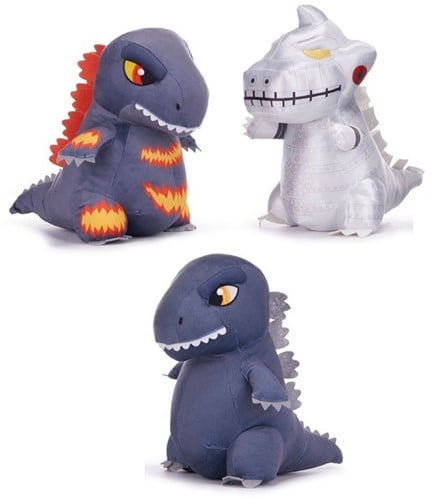 5038104032387 | Lot de 3 Peluches Godzilla 25cm - 3 Modèles Assortis - Licence Officielle