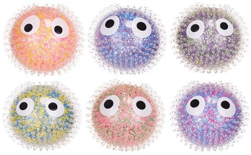 5038104659027 Lot 12 Balles Spiky Yeux Mobiles 66mm Anti-Stress Fun