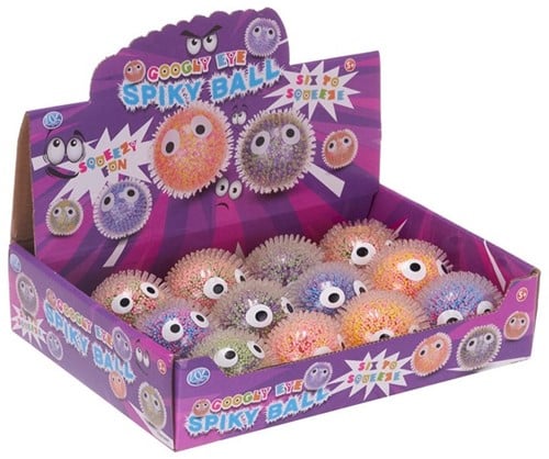 5038104659027 Lot 12 Balles Spiky Yeux Mobiles 66mm Anti-Stress Fun