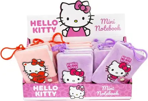 8720039030336 lot de 12 Hello Kitty Mini Carnets peluche 7x10 cm avec bagclip – Grossiste papeterie officielle Sanrio