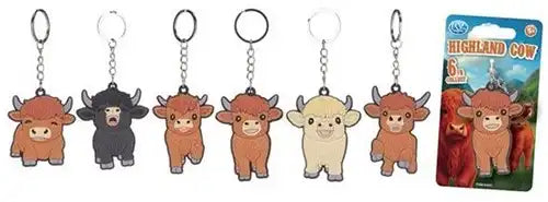 5038104659355 – Colis de 48 porte-clés Highland Cow 2D assortis (6 modèles) – Accessoires fun et kawaii pas chers