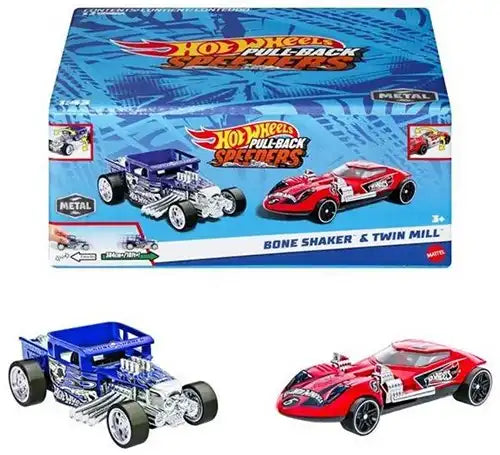 194735166763 – Hot Wheels Pull-Back Speeders 2-Pack 1:43 Die-Cast assortis 11×13,5 cm – Colis de 6 pièces