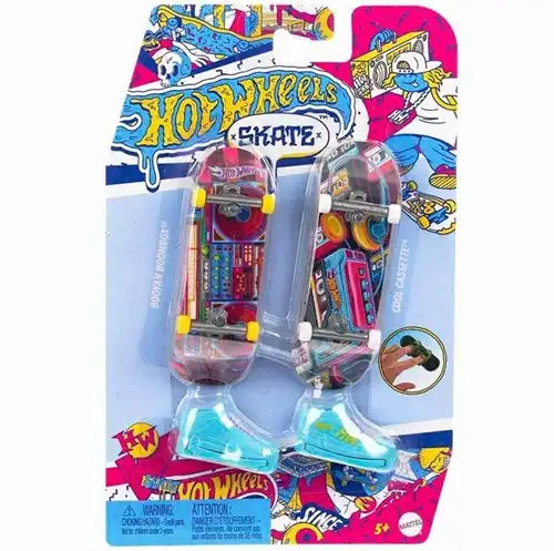 194735232765 – Hot Wheels Skate Finger Skateboard rétro + chaussures (lot de 2) 14×21,5 cm – colis de 8