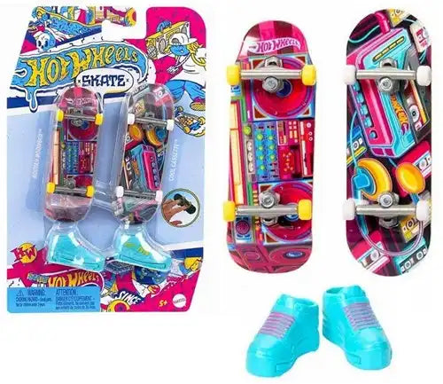 194735232765 – Hot Wheels Skate Finger Skateboard rétro + chaussures (lot de 2) 14×21,5 cm – colis de 8
