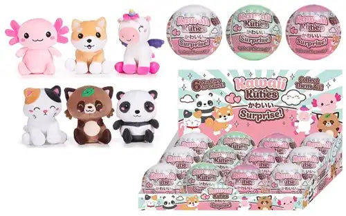 5038104494925 – Lot revendeur de 12 pcs Kawaii Kuties Capsule 100mm + Peluche Kawaii 6 assortis in display – Vente en gros