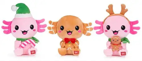 5038104495052 – Kawaii Kuties – Peluches Axolotl Christmas – 24 cm – Colis de 3