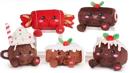 5038104495076 – Kawaii Kuties – Peluches Cakes / Cracker / Drinks Christmas – 24 cm – Colis de 5