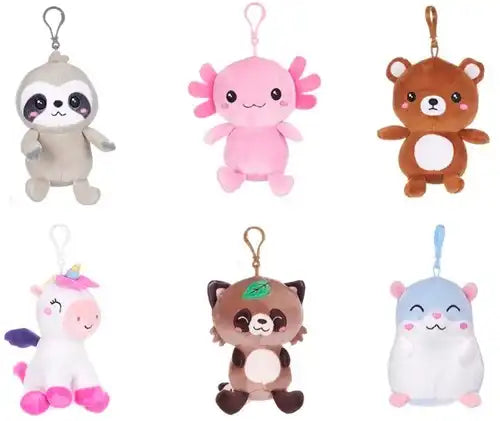 5038104494048 – Lot revendeur 12 pcs Peluches Kawaii Kuties Bagclip 12,5 cm Série 1 (6 modèles assortis)
