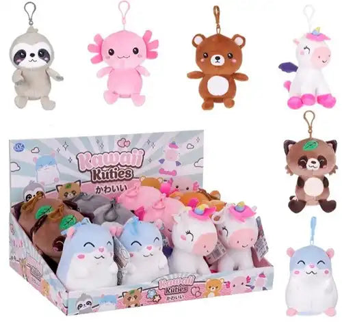 5038104494048 – Lot revendeur 12 pcs Peluches Kawaii Kuties Bagclip 12,5 cm Série 1 (6 modèles assortis)