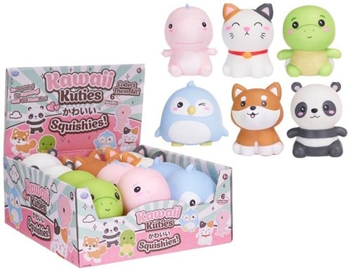 5038104658846 – Lot de 12 Squishies Kawaii Kuties 13 cm – Animaux mignons anti-stress en display – Déstockage Simcha FR
