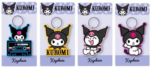 5038104135217 – Colis de 48 pcs : Kuromi Porte-clés 2D PVC 4 assortis 7 x 12,5 cm