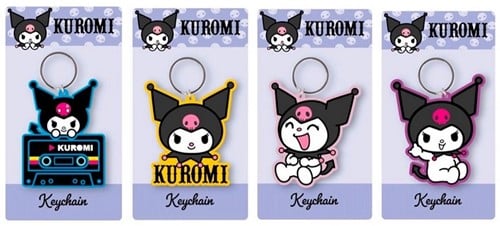 5038104135217	lot de 4 pcs : Kuromi Porte-clés 2D PVC 4 assortis 7x12,5cm         Sanrio