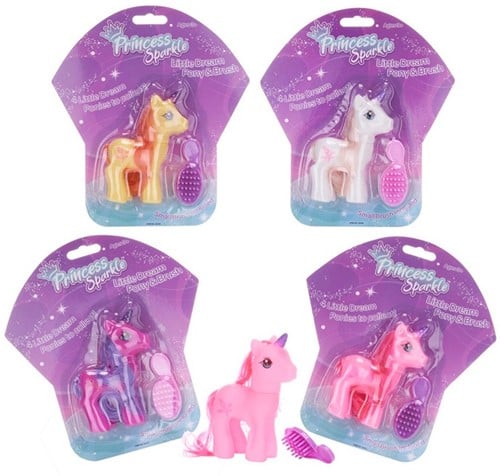 5038104654589 Lot 4 Poneys Little Dream + Brosse Jouet Fille Cadeau