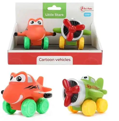 LITTLE STARS Avions en PVC souple Cartoon 2 pièces 10.5x17x11cm.