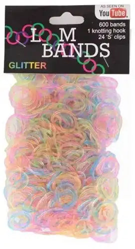 5060348815228 – Colis de 12 pcs Loom Bands Set Glitter 600 élastiques pailletés avec accessoires 9,5x17 cm – Vente en gros Loom Bands – Grossiste loisirs créatifs enfants