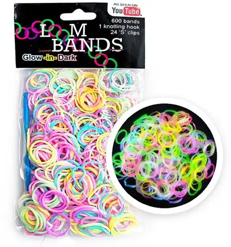 5055586312837 – Colis de 12 pcs Loom Bands Set Glow in the Dark 600 élastiques phosphorescents avec accessoires 9,5x17 cm – Vente en gros Loom Bands – Grossiste loisirs créatifs enfants