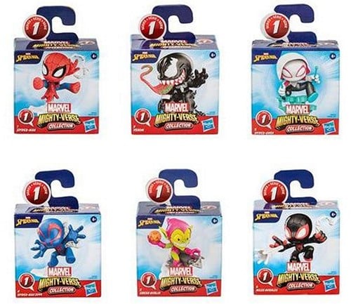 5010996215413 | Lot de 6 Marvel Spiderman Mighty-Verse | Blind Box 7,5x7,5 cm