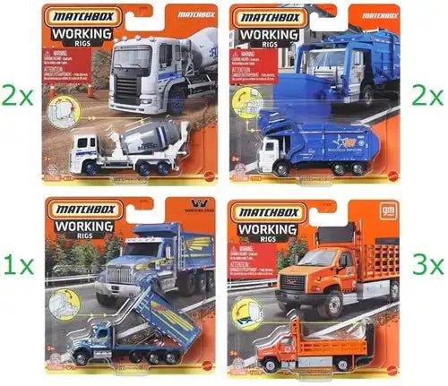 027084661453 – Matchbox Working Rigs – Véhicules de chantier Die-Cast 1:64 – Colis de 8 pièces assorties