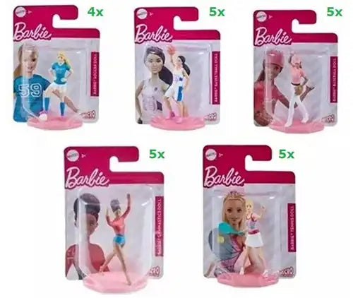 194735010400 – Lot de 24 pcs Barbie mini-figurines sport 5 assortis 8x11,5 cm – Grossiste Mattel