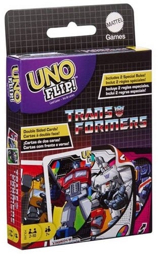 6947731055623 Mattel UNO Flip! Transformers – Jeu de cartes bilingue (FR/UK/ES/PT) – 9x14,5 cm – Édition spéciale