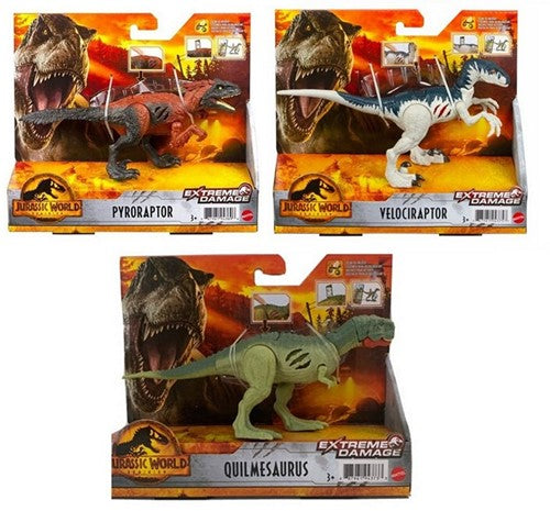 lot de 3 pcs : Mattel Jurassic World Extreme Damage 3 assortis 16x20,5cm