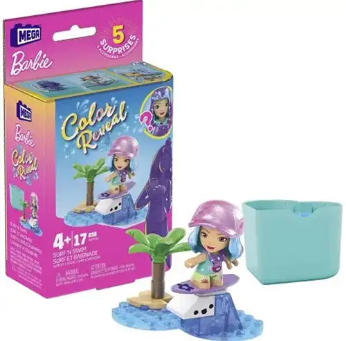 194735074402 – Mega Construx Barbie Color Reveal (6-pack 10.5 × 17.5 cm boxes) – surprise mini-sets to build 