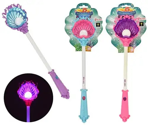 MERMAIDS Coquille de baguette magique avec lumière 3 assortis 35cm