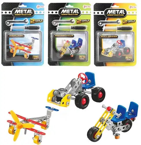 8714627432121 – METAL 3D Structural Vehicle (DIY) – 3 modèles assortis – Lot de 24 pièces