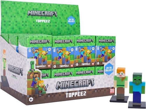 8721246991908 – Display 24x Minecraft 3D Toppeez – Figurines Blindbox Officielles 6x6x6cm